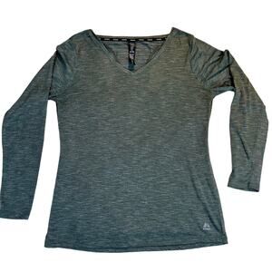 RBX Long Sleeve Racerback Workout Shirt Heathered Green Woman's Medium